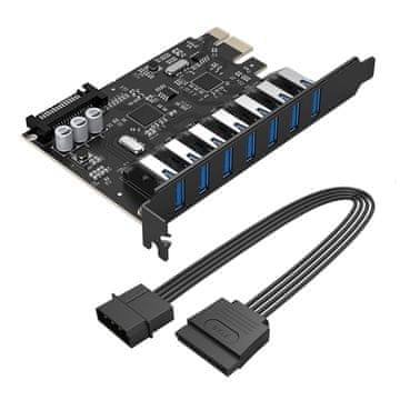 Orico PCI-E razširitvena kartica – 7x USB 3.0 za namizni računalnik – črna