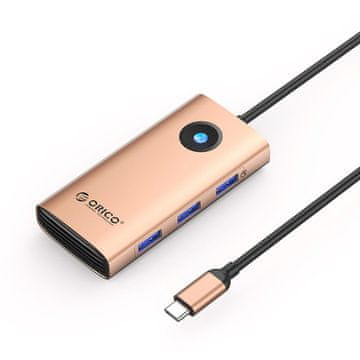 Orico 6-v-1 priključna postaja USB-C – USB-A, USB-C, HDMI, RJ45, PD 100 W, 4K 30 Hz, 2,5 G – roza-zlata