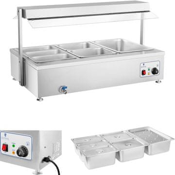 Royal Catering Samostojni vodni grelnik z pipo 6 x GN 150 mm, 55 l, Royal Catering