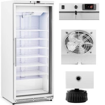 Royal Catering Zamrzovalna omara s steklenimi vrati, 7 polic, 580 l, 492 W – bela