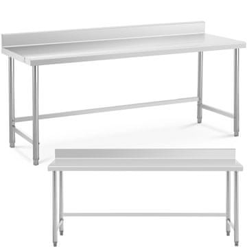 Royal Catering Delovna miza iz nerjavečega jekla, pritrjena na steno, z robom, 200 x 70 cm