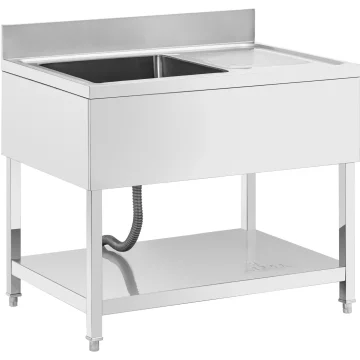 Royal Catering Enokomorni umivalnik s kapalnikom, polico in robom, levi 100 x 70 x 97 cm