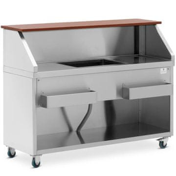 Royal Catering Barski pult z oddelkom za led in policami za steklenice, dolžine 150 cm