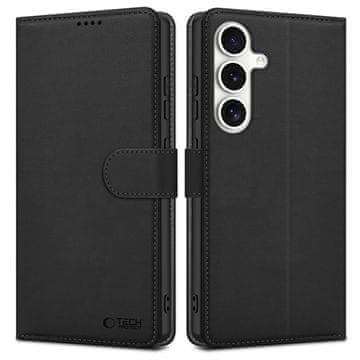 Tech-protect Zapirno etui iz eko usnja za Samsung Galaxy S25 FE Wallet – črno