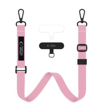 Tech-protect Vrvica 2 v 1 za etui za pametni telefon, ki se nosi okoli vratu ali zapestja, Rope Crossbody – roza