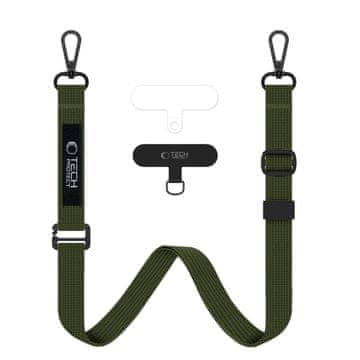 Tech-protect Vrvica 2 v 1 za etui za pametni telefon, ki se nosi okoli vratu ali zapestja, Rope Crossbody – olivna