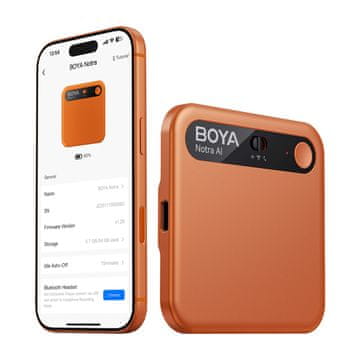 Boya Diktfon z AI-prepisom, 64 GB, 610 mAh – oranžen
