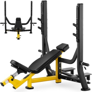 Gymrex Klopa za trening s poševno klopjo za dvigovanje uteži nad glavo, črno-rumena