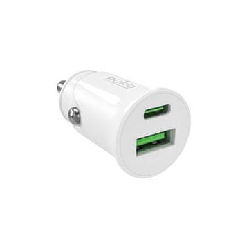 Puro Avtomobilski polnilnik USB-A/USB-C Power Delivery 20 W – bel