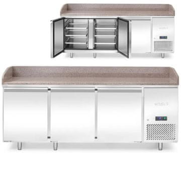 Arktic Stół chłodniczy do pizzy z granitowym blatem rantem 3-drzwiowy 375 l 400 W 201x80x88 cm