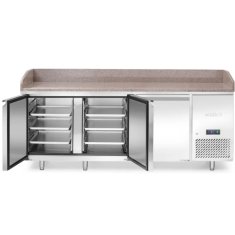 Arktic Stół chłodniczy do pizzy z granitowym blatem rantem 3-drzwiowy 375 l 400 W 201x80x88 cm