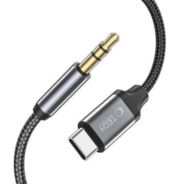 Tech-protect Avdio kabel USB-C – mini jack 3,5 mm, 1 m – črn