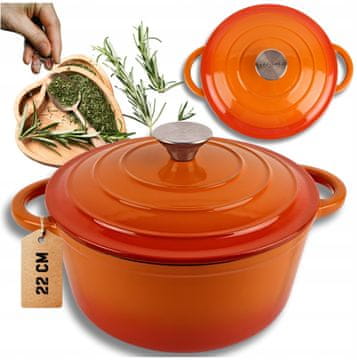 Emajliran litoželezni lonec 22 cm oranžen