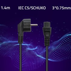 Qoltec IEC C5/SCHUKO napajalni kabel | deteljica | 3x0,75 mm² | 1,4 m