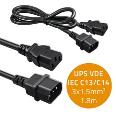 Podaljševalni kabel Qoltec IEC C13/C14 | 3x1,5 mm² | 1,8 m