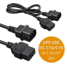 Podaljševalni kabel Qoltec IEC C14/C19 | 3x1,5 mm² | 2 m