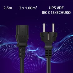 Qoltec IEC C13/SCHUKO napajalni kabel | 3x1,00 mm² | 2,5 m