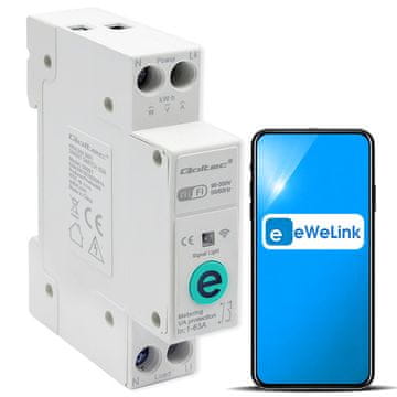 Qoltec 63A rele za DIN letev z števcem električne energije | eWeLink podjetja Sonoff | Wi-Fi | LED