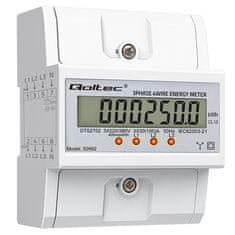 Qoltec Trifazni elektronski števec | Števec porabe energije za DIN letev | 400 V | 100 A | LCD | 4P