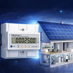Qoltec Trifazni elektronski števec s ponastavitvijo | Števec energije za DIN letev | 400V | 100A | LCD | LED | 4P
