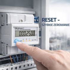 Qoltec Trifazni elektronski števec s ponastavitvijo | Števec energije za DIN letev | 400V | 100A | LCD | LED | 4P