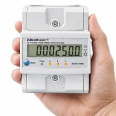 Qoltec Trifazni elektronski števec s ponastavitvijo | Števec energije za DIN letev | 400V | 100A | LCD | LED | 4P