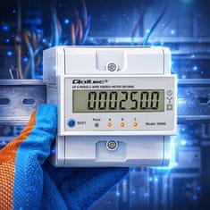 Qoltec Trifazni elektronski števec s ponastavitvijo | Števec energije za DIN letev | 400V | 100A | LCD | LED | 4P