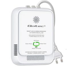 Senzor puščanja zemeljskega plina in ogljikovega monoksida (CO) s certifikatom Qoltec | Detektor CH4 CO | Alarm 85 dB | LED