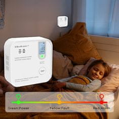 Brezžični senzor ogljikovega monoksida s certifikatom Qoltec z baterijo | Detektor CO | 10-letna življenjska doba senzorja | Alarm 85 dB | LED