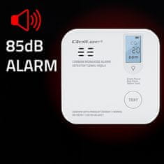 Brezžični senzor ogljikovega monoksida s certifikatom Qoltec z baterijo | Detektor CO | 10-letna življenjska doba senzorja | Alarm 85 dB | LED