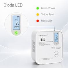 Brezžični senzor ogljikovega monoksida s certifikatom Qoltec z baterijo | Detektor CO | TUYA | Wi-Fi | 10-letna življenjska doba senzorja | Alarm 85 dB | LED