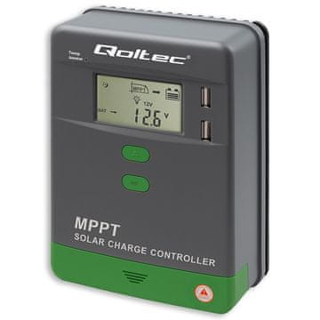 Qoltec MPPT solarni regulator polnjenja s temperaturnim senzorjem 10A | 12V / 24V | LCD | 2 x USB | GEL | LiFePO4