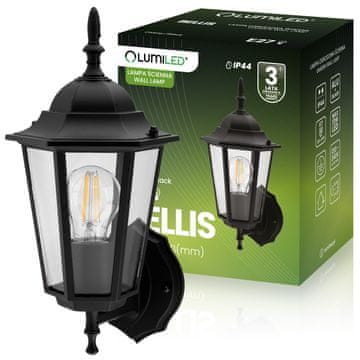LUMILED Vrtna stenska svetilka, E27, zunanja, Elevation, svetilka, navzgor, črna, BELLIS