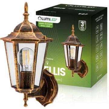 LUMILED Vrtna stenska svetilka E27 zunanja fasadna svetilka navzgor patina BELLIS