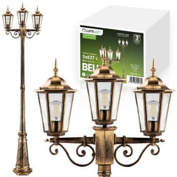 LUMILED Zunanja vrtna svetilka 3xE27 steber 2m patina BELLIS
