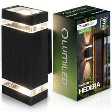 LUMILED Vrtna svetilka Stenska svetilka Fasada Zgornja/Spodnja GU10 Črna Aluminijasta HEDERA