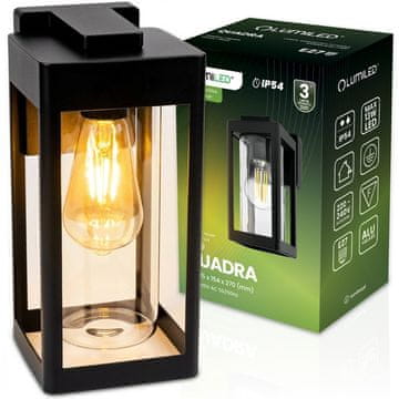 LUMILED Vrtna stenska svetilka LED fasadna zunanja svetilka E27 IP54 QUADRA črna