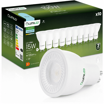LUMILED 10x LED žarnica GU10 reflektor PAR16 1,5 W = 15 W 135 lm 6500 K hladno 36°