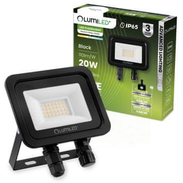 LUMILED ZUME LED reflektor 20W 2200lm 4000K IP65 črne barve Napredna serija razsvetljave
