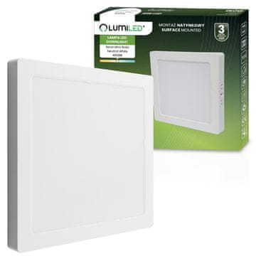 LUMILED Nadogradna LED stropna svetilka 18W kvadratna 4000K GLOW bela