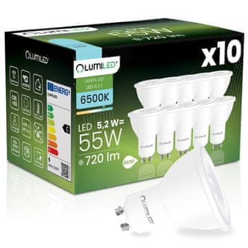 LUMILED 10x LED žarnica GU10 reflektor PAR16 5,2 W = 55 W 720 LM 6500 K hladno 38°