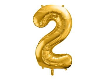 PartyDeco Folija balon številka "2" zlat 86 cm