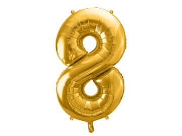 PartyDeco Folija balon številka "8" zlat 86 cm