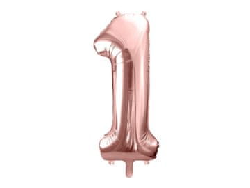 PartyDeco Folija balon številka "1" roza zlata 86 cm