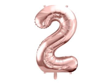 PartyDeco Folija balon številka "2" roza zlate barve 86 cm