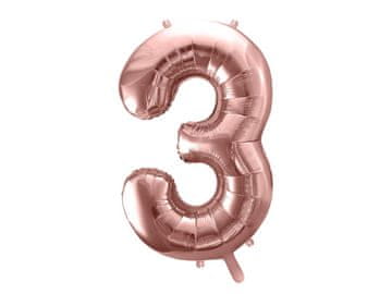 PartyDeco Folija balon številka "3" roza zlata 86 cm