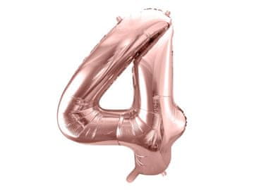 PartyDeco Folija balon številka "4" roza zlata 86 cm
