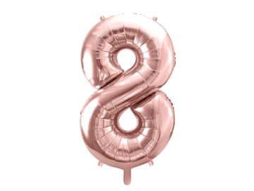 PartyDeco Folija balon številka "8" roza zlata 86 cm