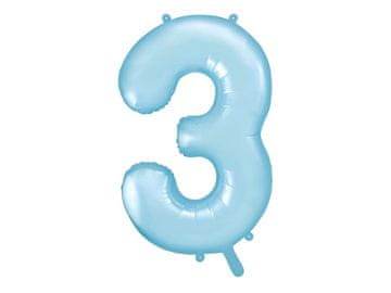 PartyDeco Folija balon številka "3" moder 86 cm