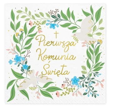 PartyDeco Prtički za prvo sveto obhajilo 33x33 cm 20 kosov